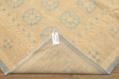 8x10 Beige, Tan, Aqua Color Hand Knotted Oushak Wool Transitional Oriental Rug