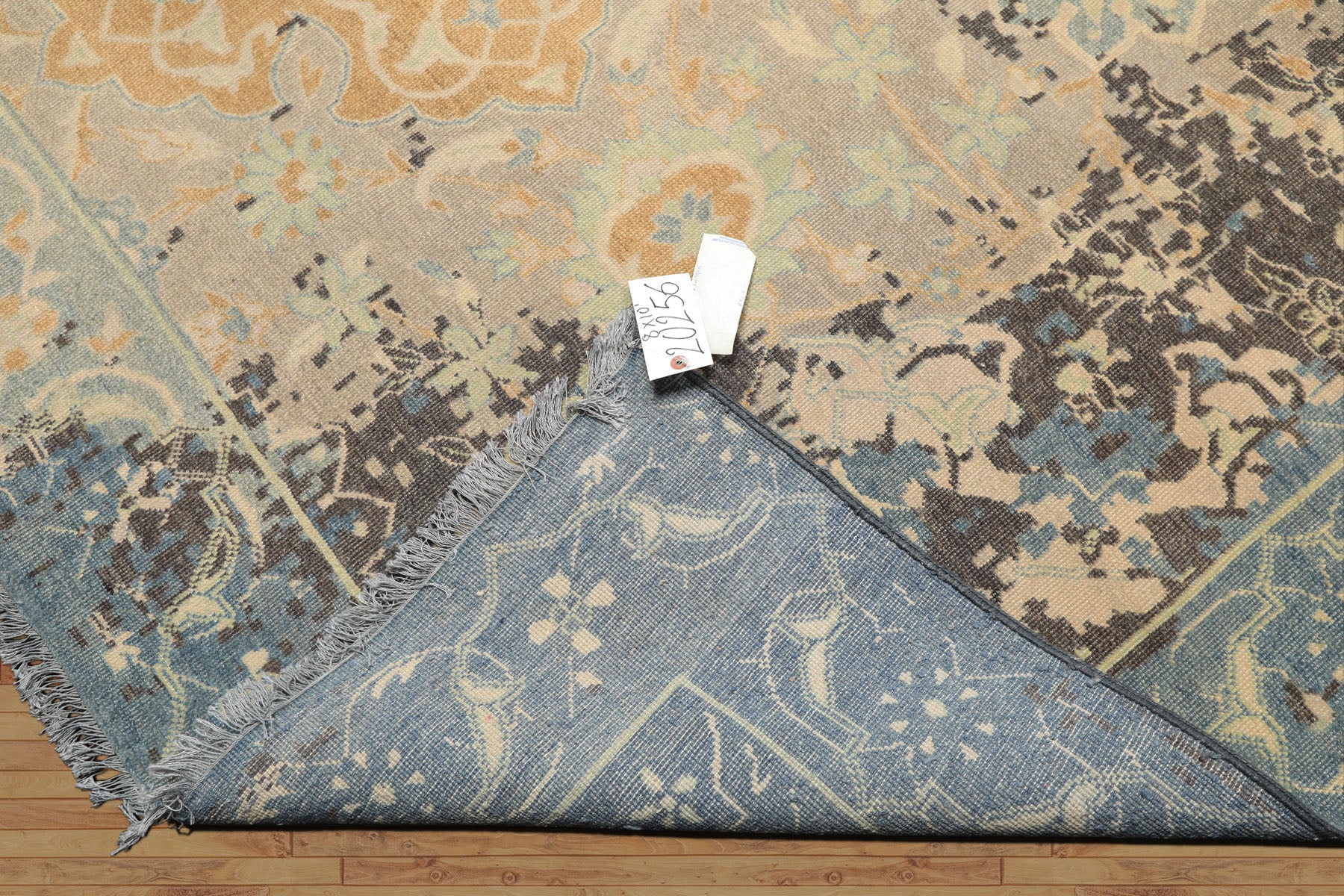 8x10 Taupe, Beige, Blue Color Hand Knotted Oushak Wool Transitional Oriental Rug