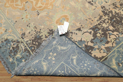 8x10 Taupe, Beige, Blue Color Hand Knotted Oushak Wool Transitional Oriental Rug