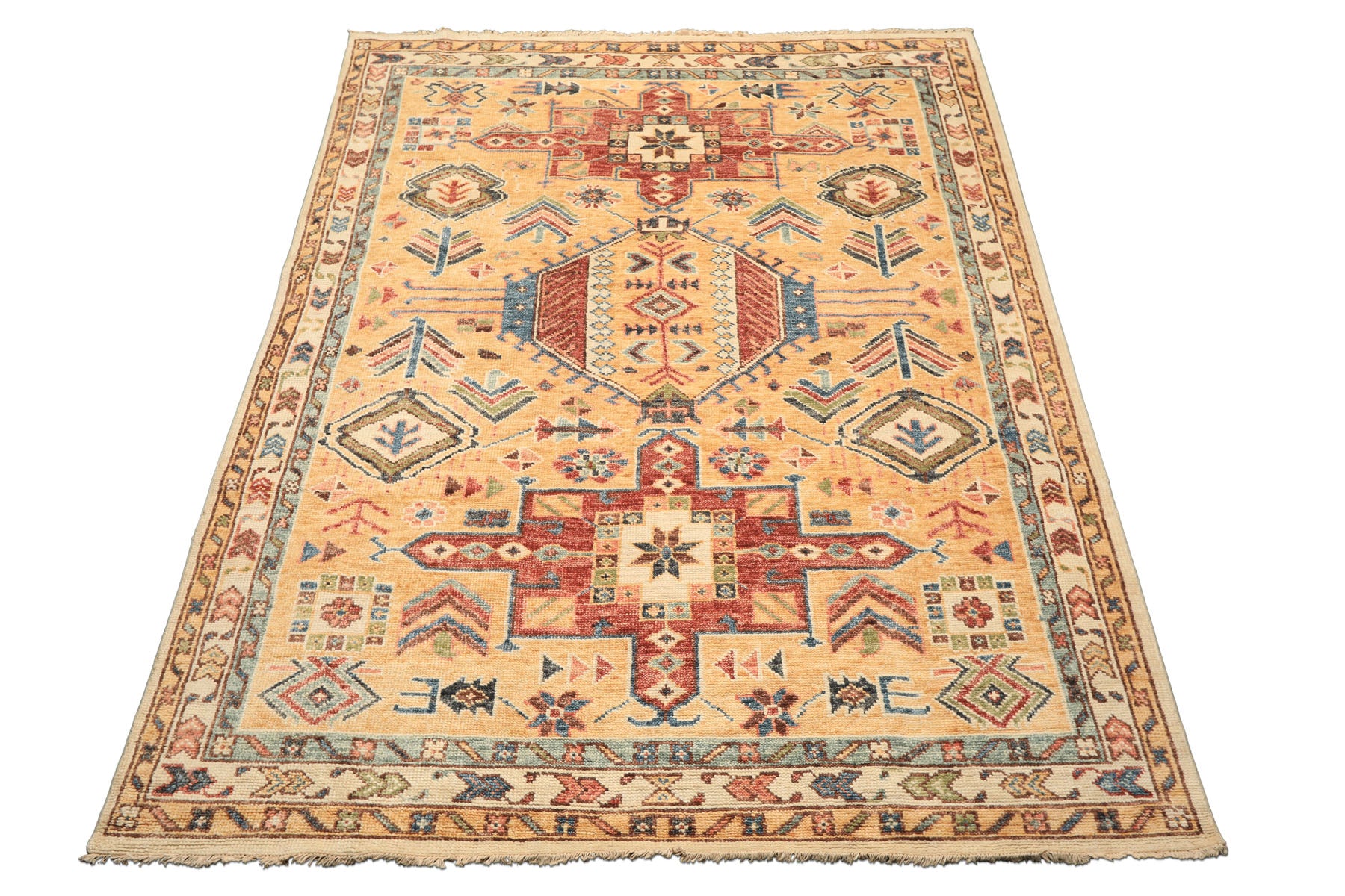 8x10 Peach, Ivory, Rust Color Hand Knotted Oushak Wool Traditional Oriental Rug