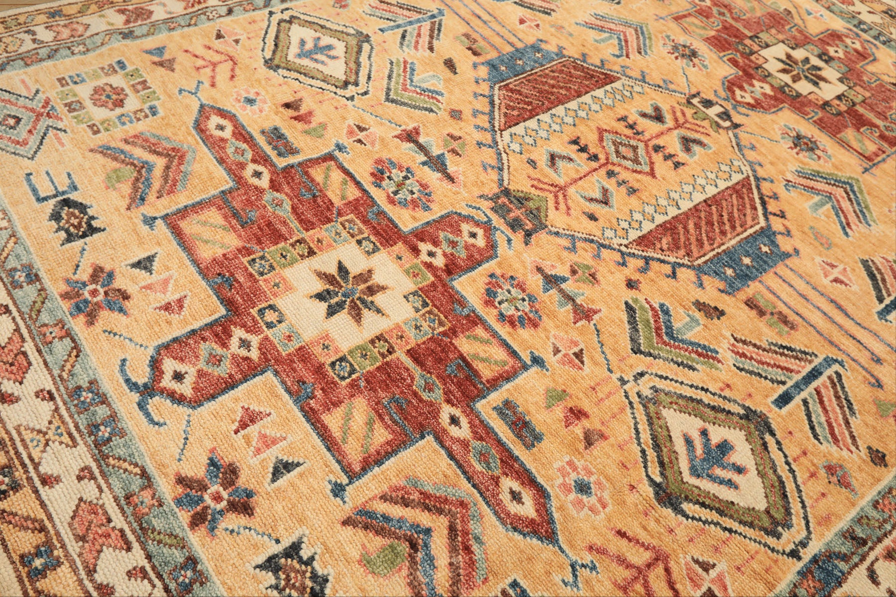 8x10 Peach, Ivory, Rust Color Hand Knotted Oushak Wool Traditional Oriental Rug