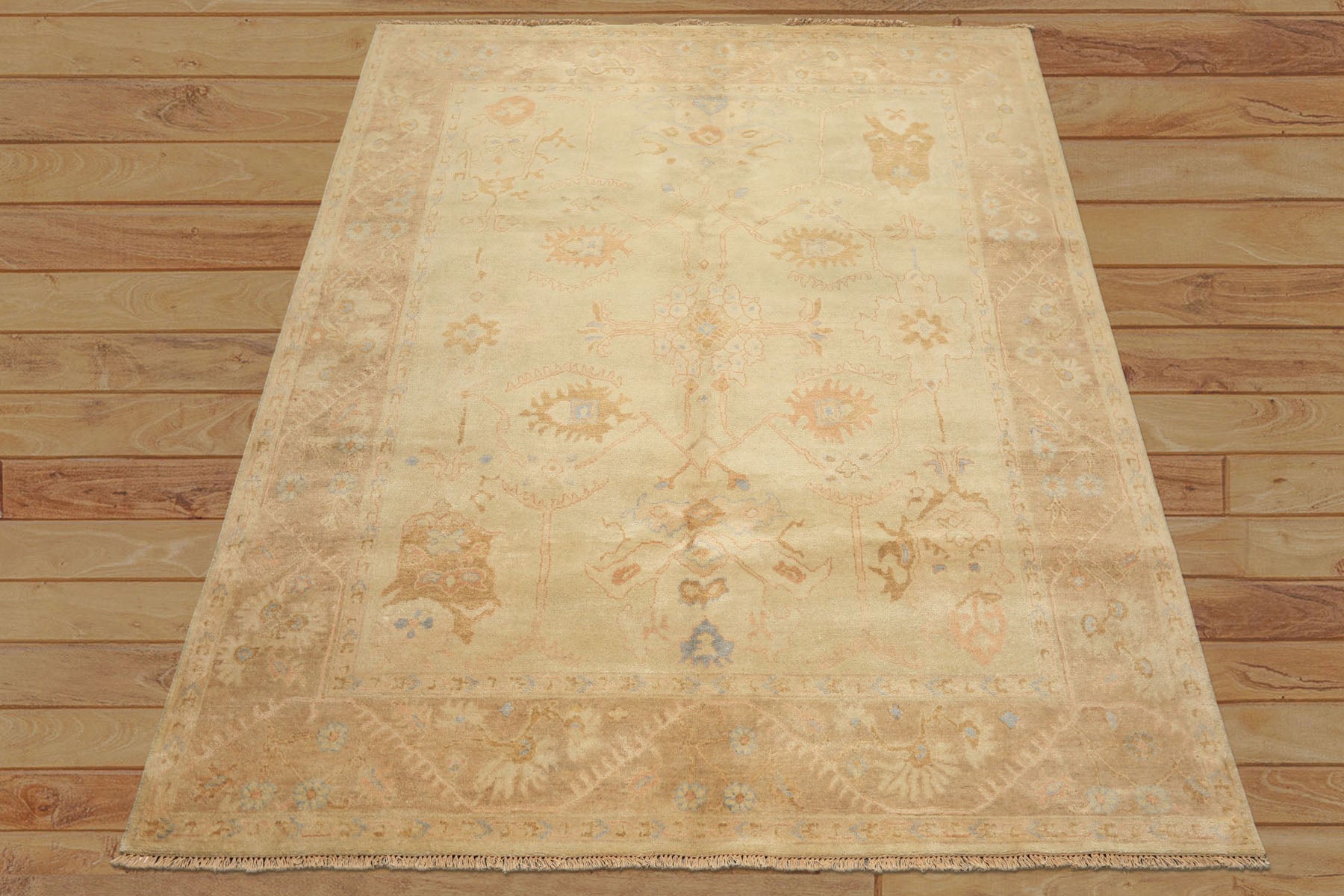 8x10 Beige, Taupe, Blush Color Hand Knotted Washed out New Zealand Wool Transitional Oriental Rug