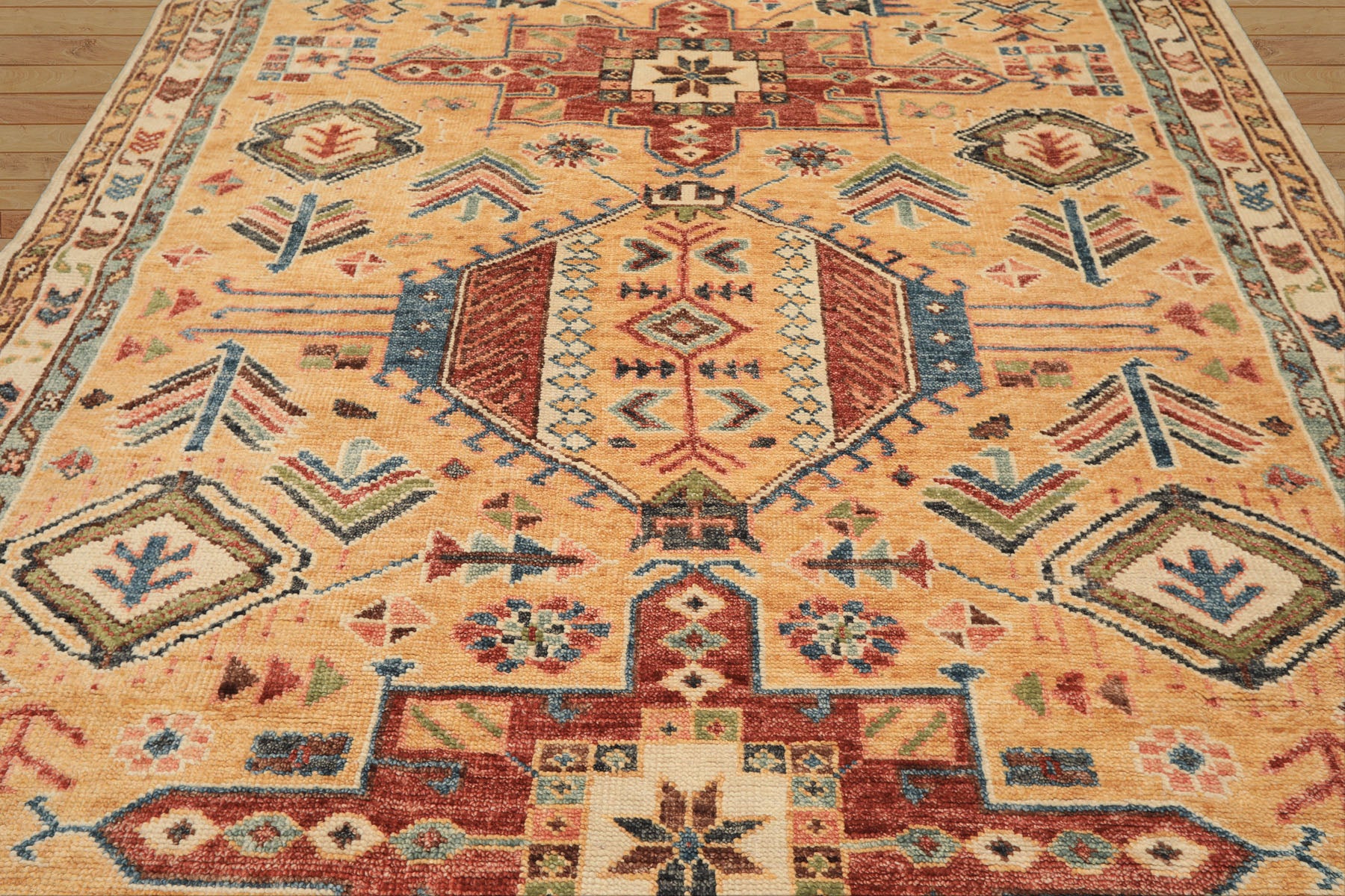 8x10 Peach, Ivory, Rust Color Hand Knotted Oushak Wool Traditional Oriental Rug