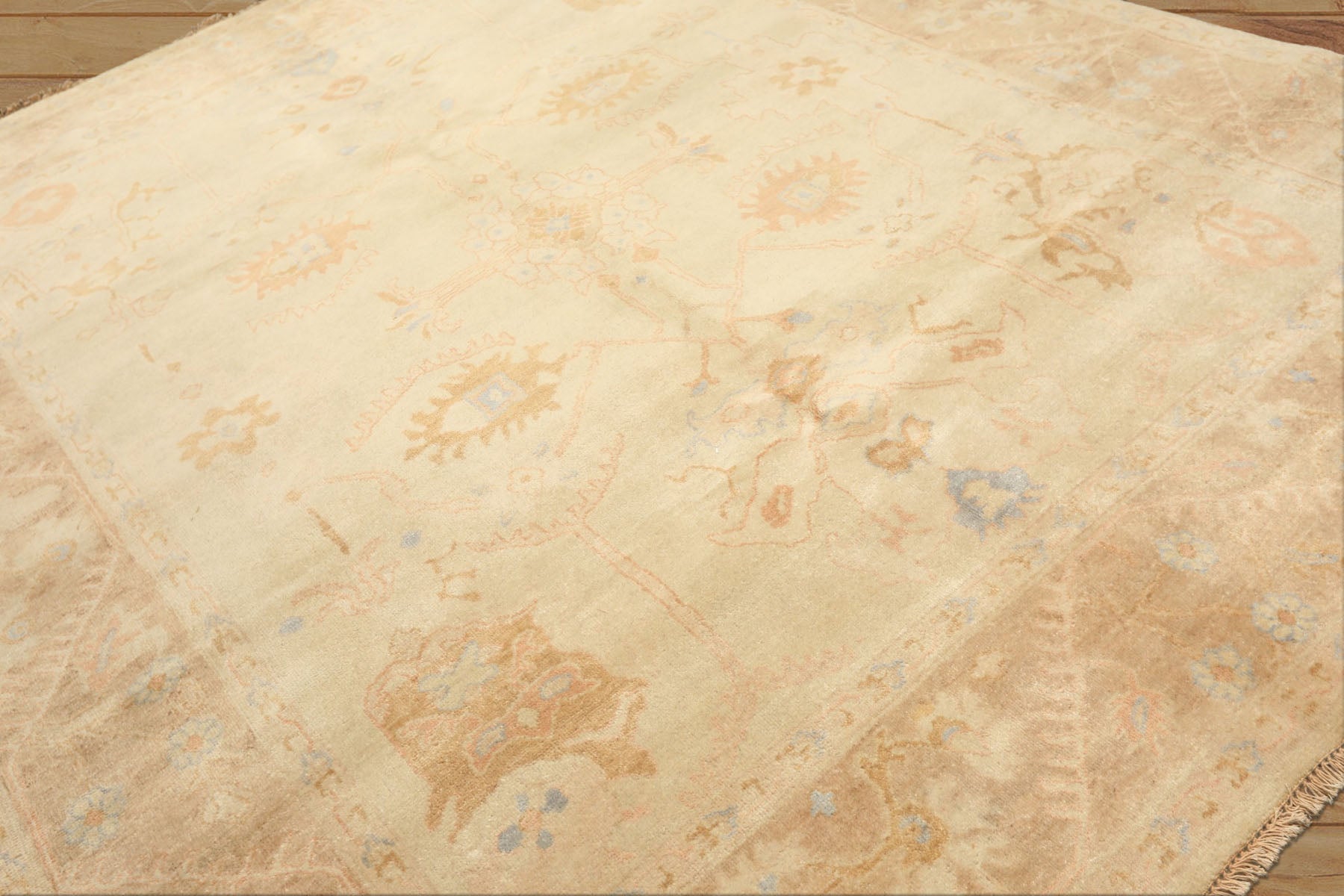 8x10 Beige, Taupe, Blush Color Hand Knotted Washed out New Zealand Wool Transitional Oriental Rug