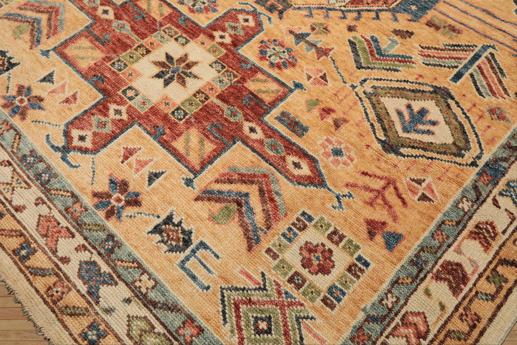 8x10 Peach, Ivory, Rust Color Hand Knotted Oushak Wool Traditional Oriental Rug