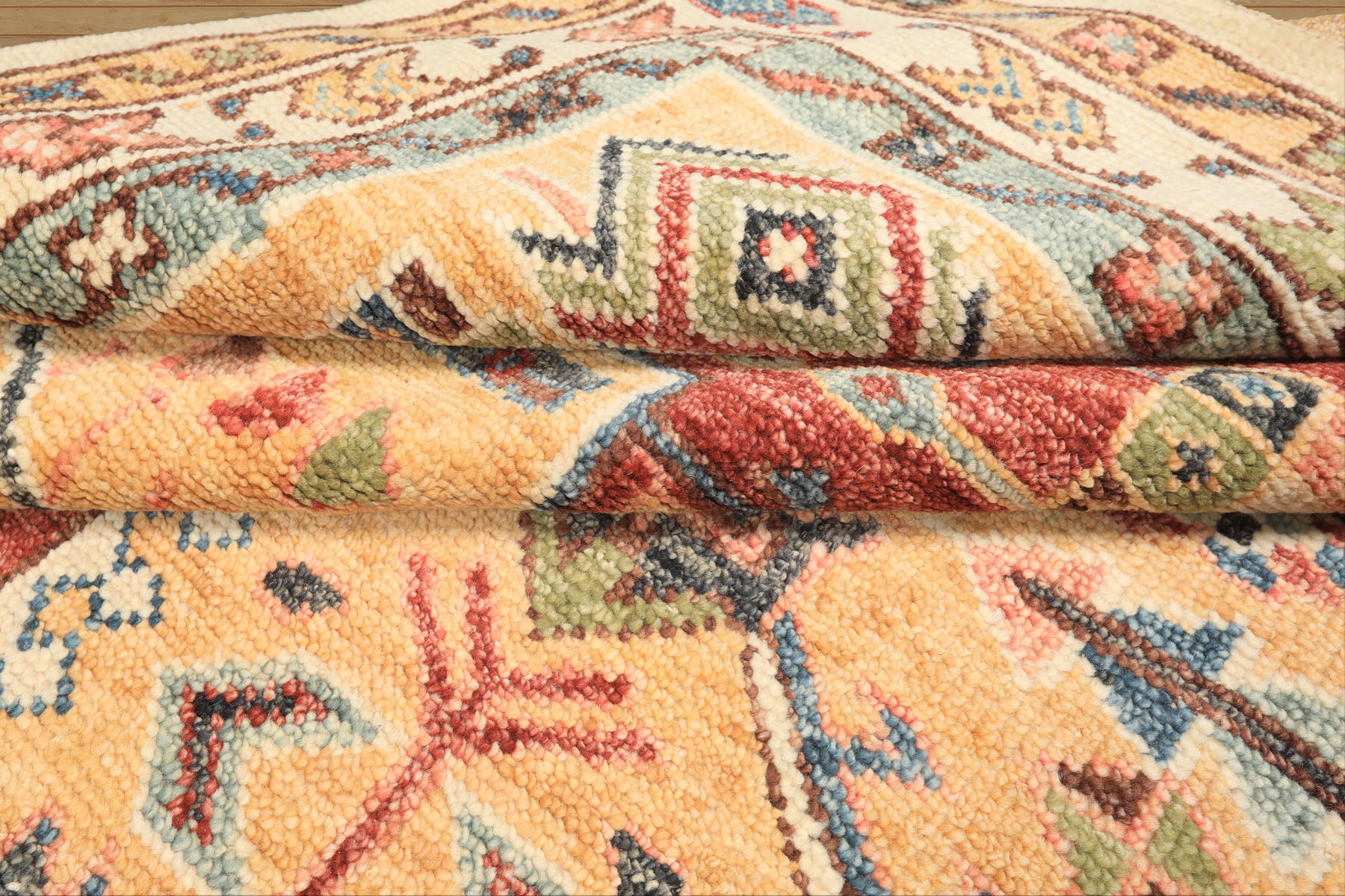 8x10 Peach, Ivory, Rust Color Hand Knotted Oushak Wool Traditional Oriental Rug