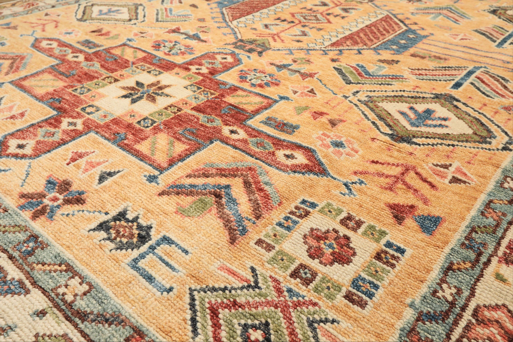 8x10 Peach, Ivory, Rust Color Hand Knotted Oushak Wool Traditional Oriental Rug