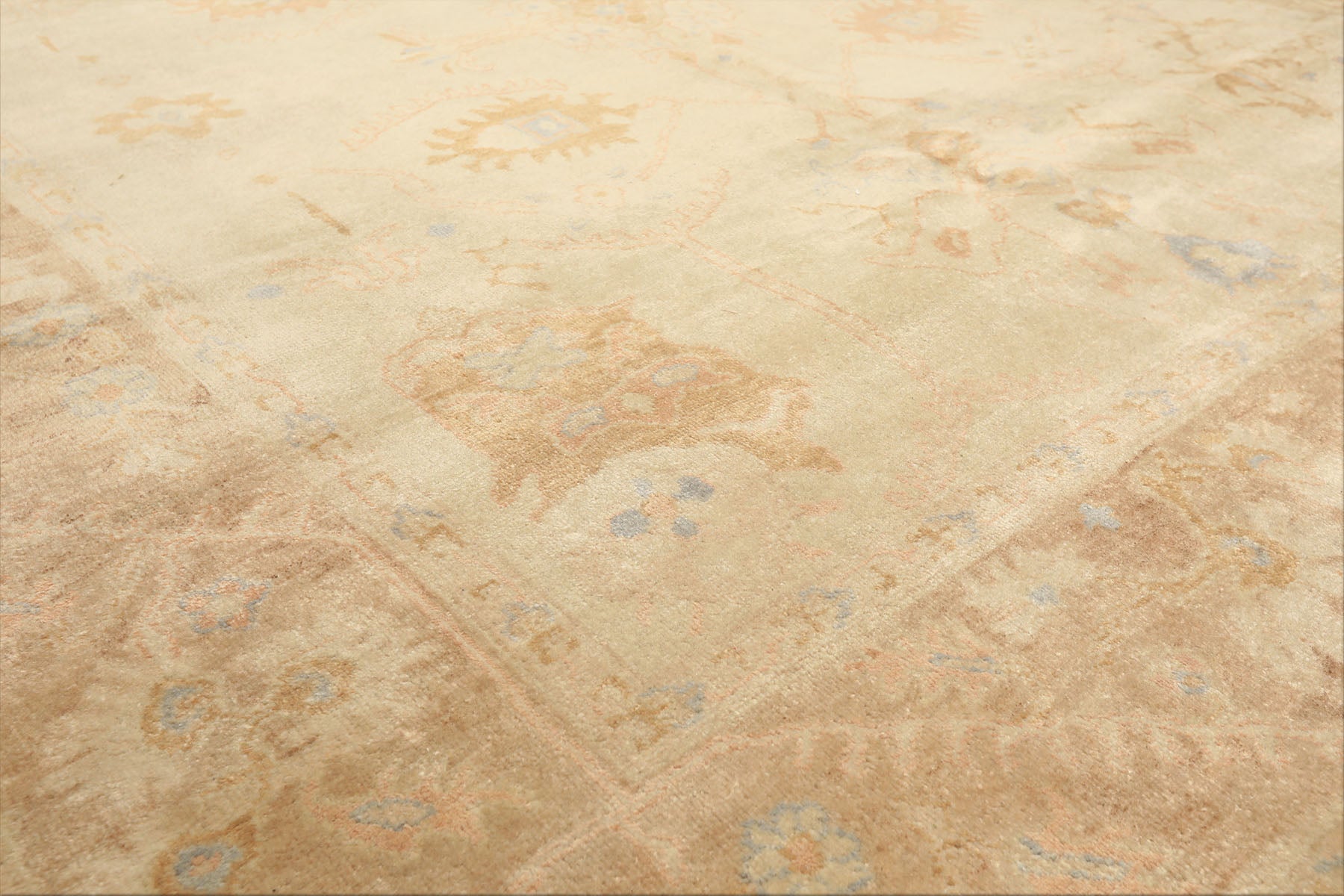 8x10 Beige, Taupe, Blush Color Hand Knotted Washed out New Zealand Wool Transitional Oriental Rug