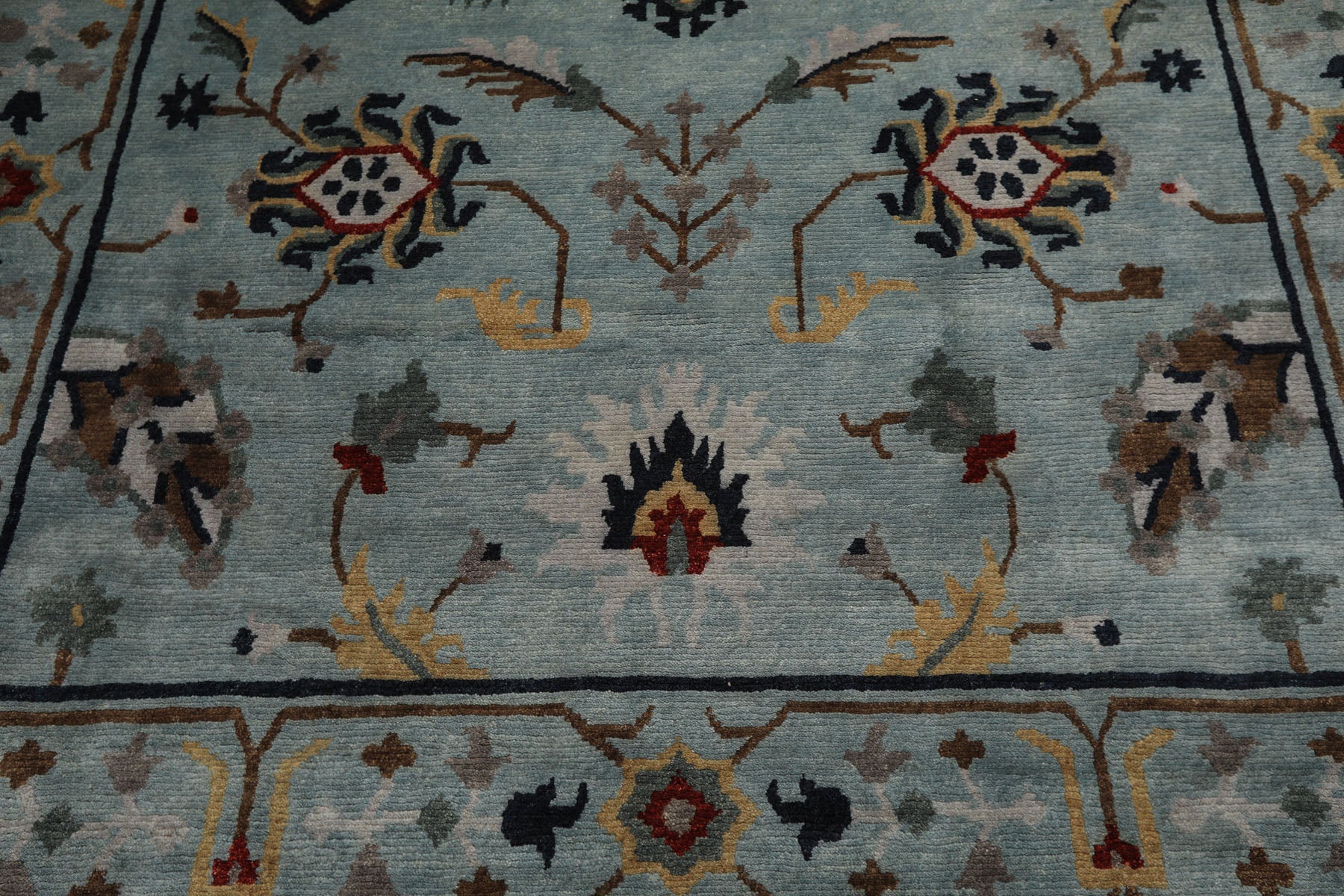 8x10 Aqua, Brown, Gold Color Hand Knotted Tibetan Wool Arts & Crafts Oriental Rug