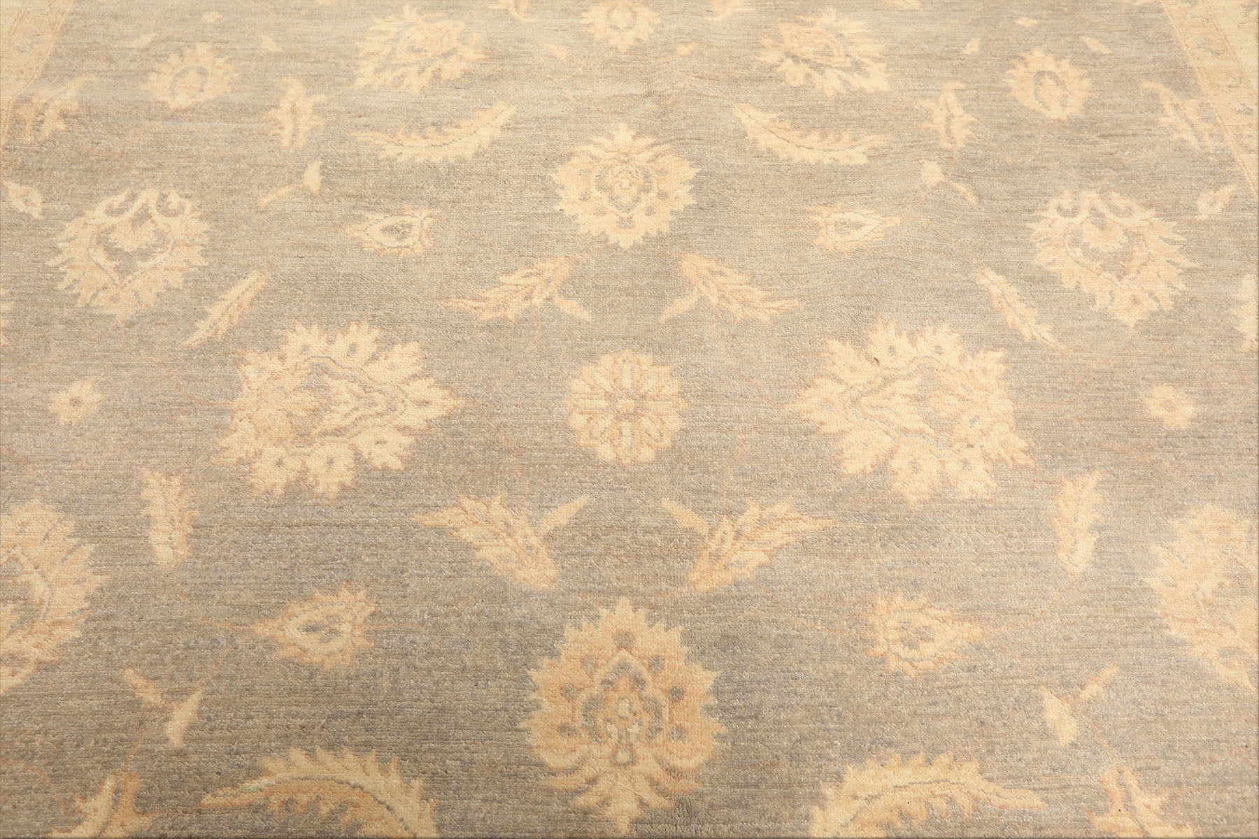 8x10 Gray, Ivory, Tan Color Hand Knotted Chobi Peshawar Wool Traditional Oriental Rug