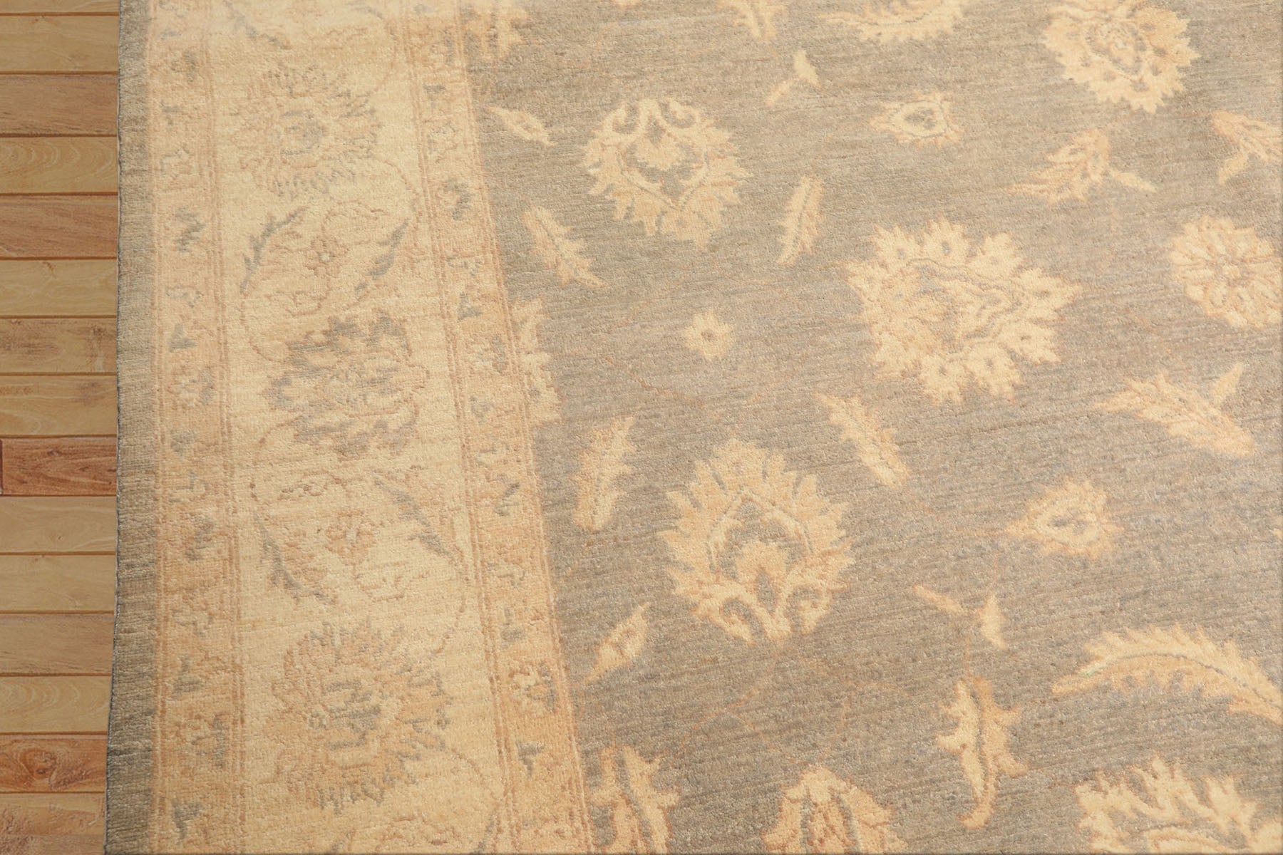 8x10 Gray, Ivory, Tan Color Hand Knotted Chobi Peshawar Wool Traditional Oriental Rug