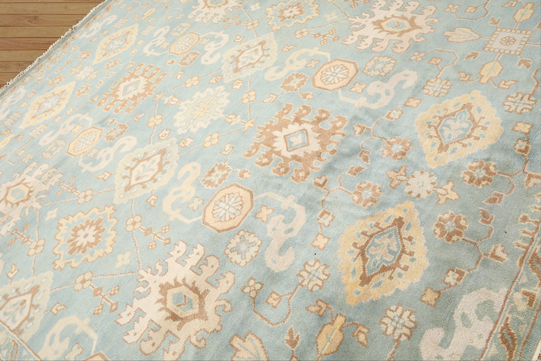 8x10 Seafoam, Ivory, Taupe Color Hand Knotted Oushak Wool Arts & Crafts Oriental Rug