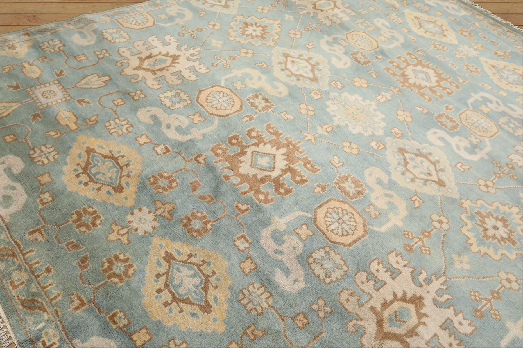 8x10 Seafoam, Ivory, Taupe Color Hand Knotted Oushak Wool Arts & Crafts Oriental Rug