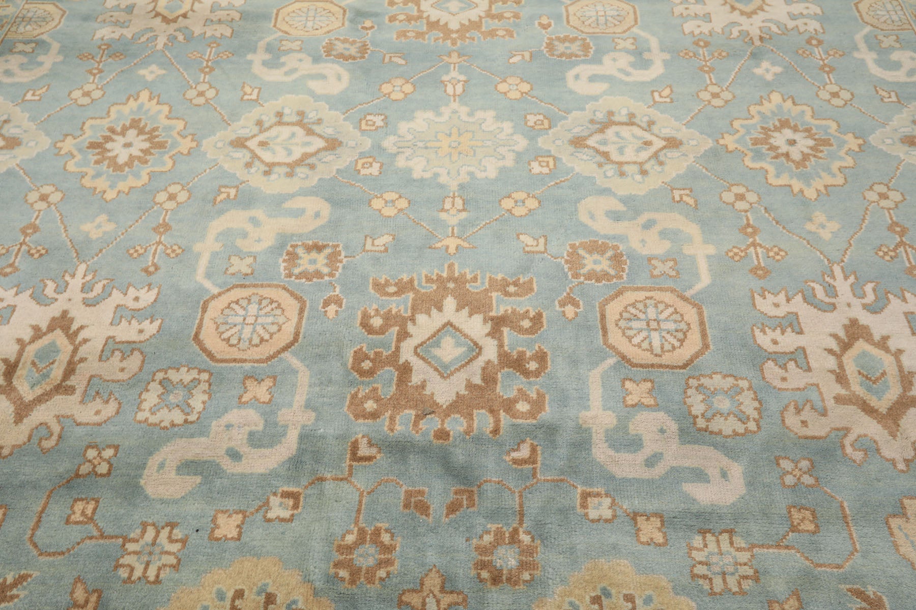 8x10 Seafoam, Ivory, Taupe Color Hand Knotted Oushak Wool Arts & Crafts Oriental Rug