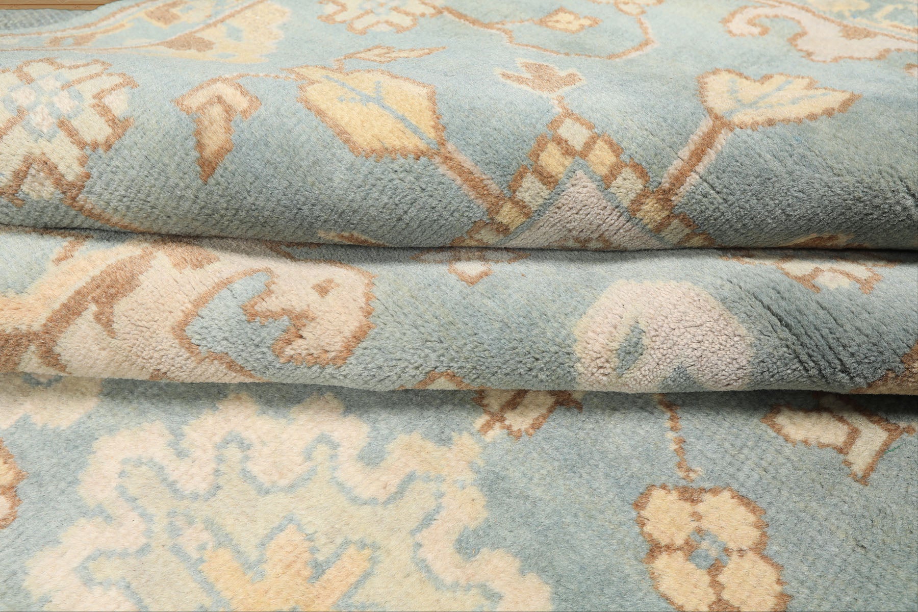 8x10 Seafoam, Ivory, Taupe Color Hand Knotted Oushak Wool Arts & Crafts Oriental Rug