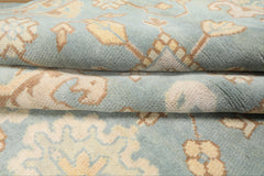 8x10 Seafoam, Ivory, Taupe Color Hand Knotted Oushak Wool Arts & Crafts Oriental Rug