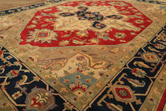 8x10 Red, Teal, Sage Color Hand Knotted Indo Heriz Wool Traditional Oriental Rug