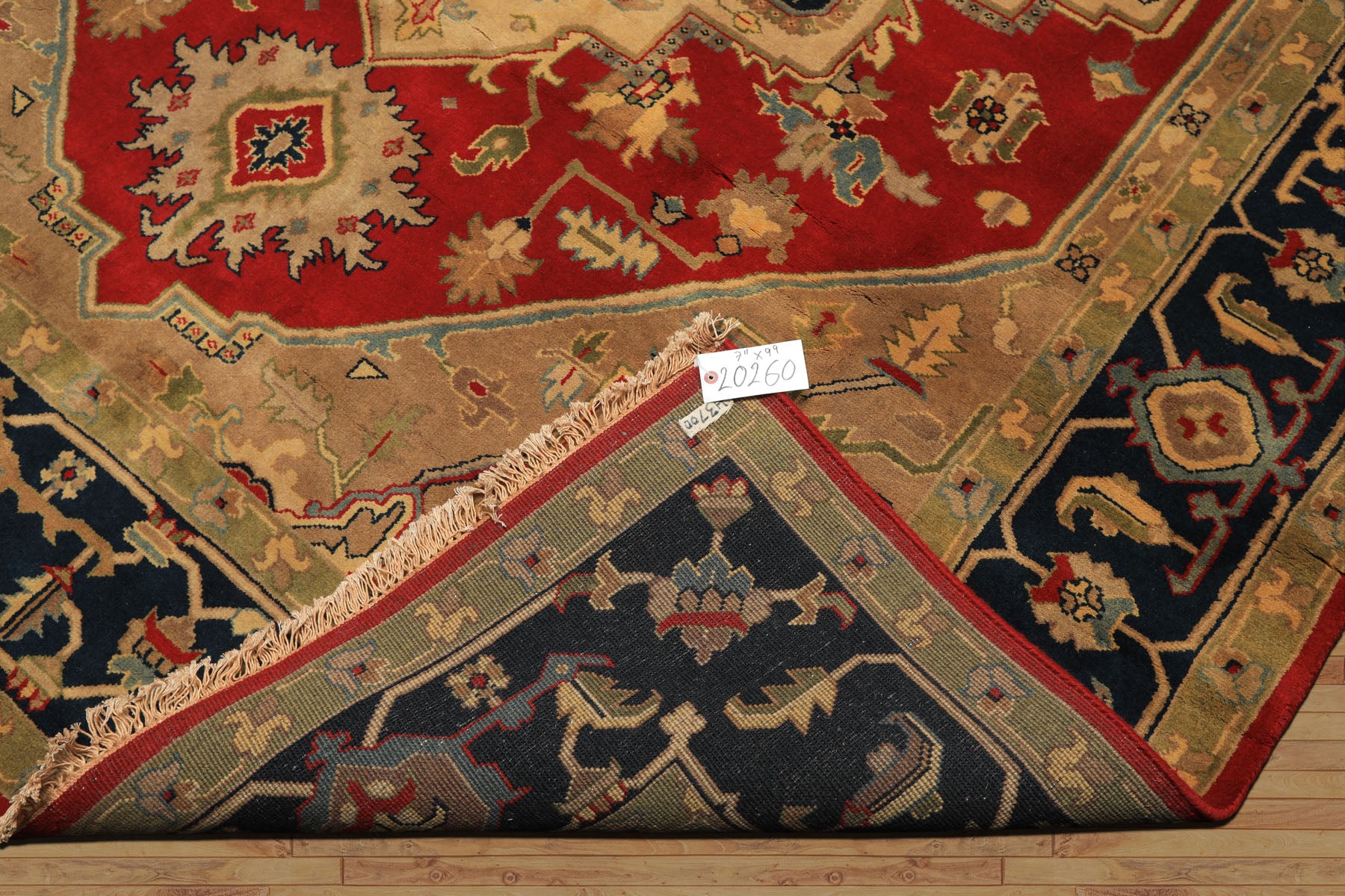 8x10 Red, Teal, Sage Color Hand Knotted Indo Heriz Wool Traditional Oriental Rug