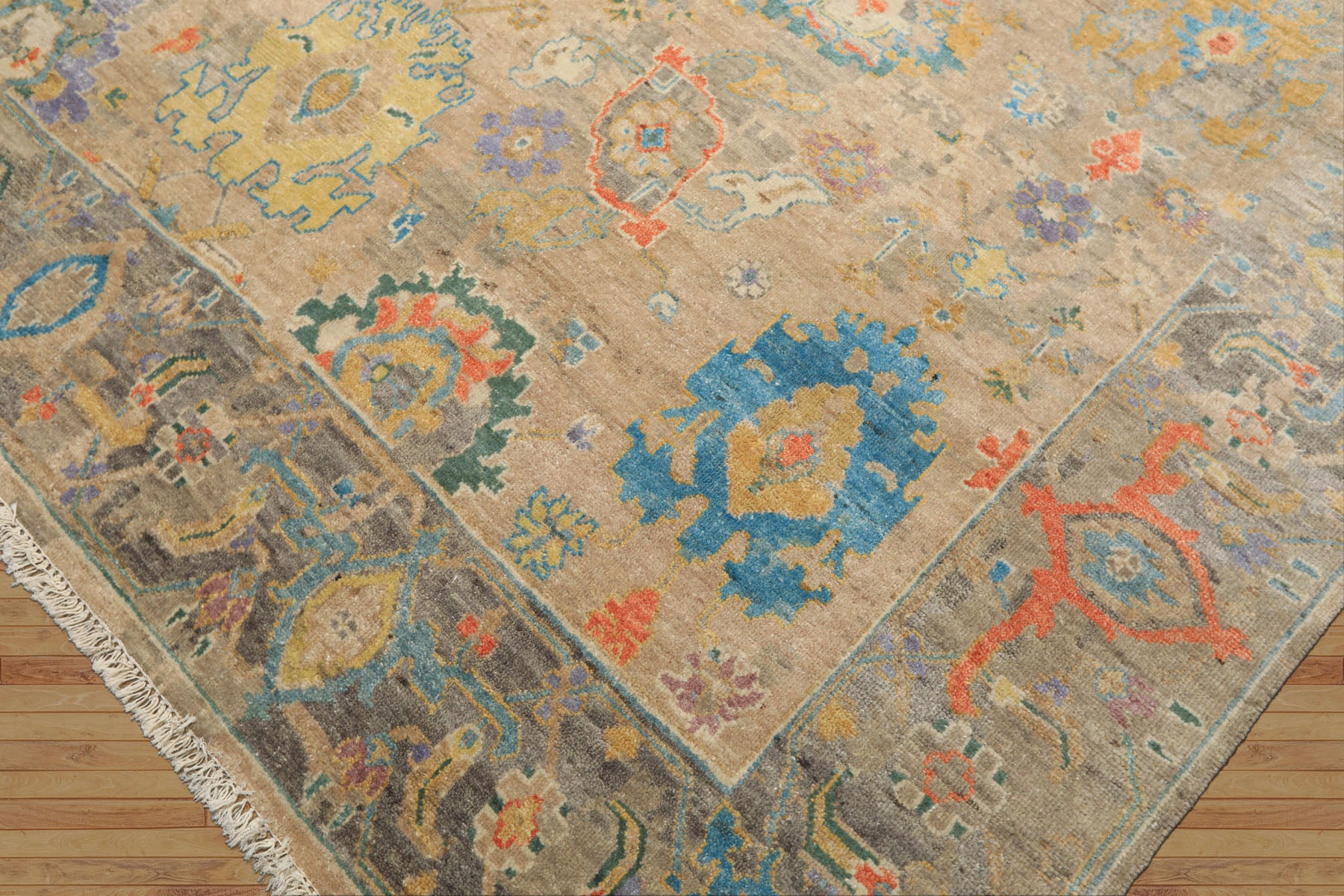 8x10 Taupe, Beige, Gray Color Hand Knotted Oushak Wool Arts & Crafts Oriental Rug