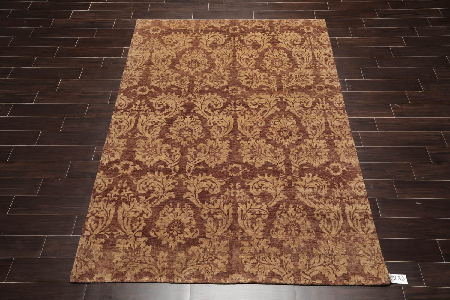 6x9 Brown, Beige, Tan Color Hand Knotted All-Over 100% Wool Transitional Oriental Rug