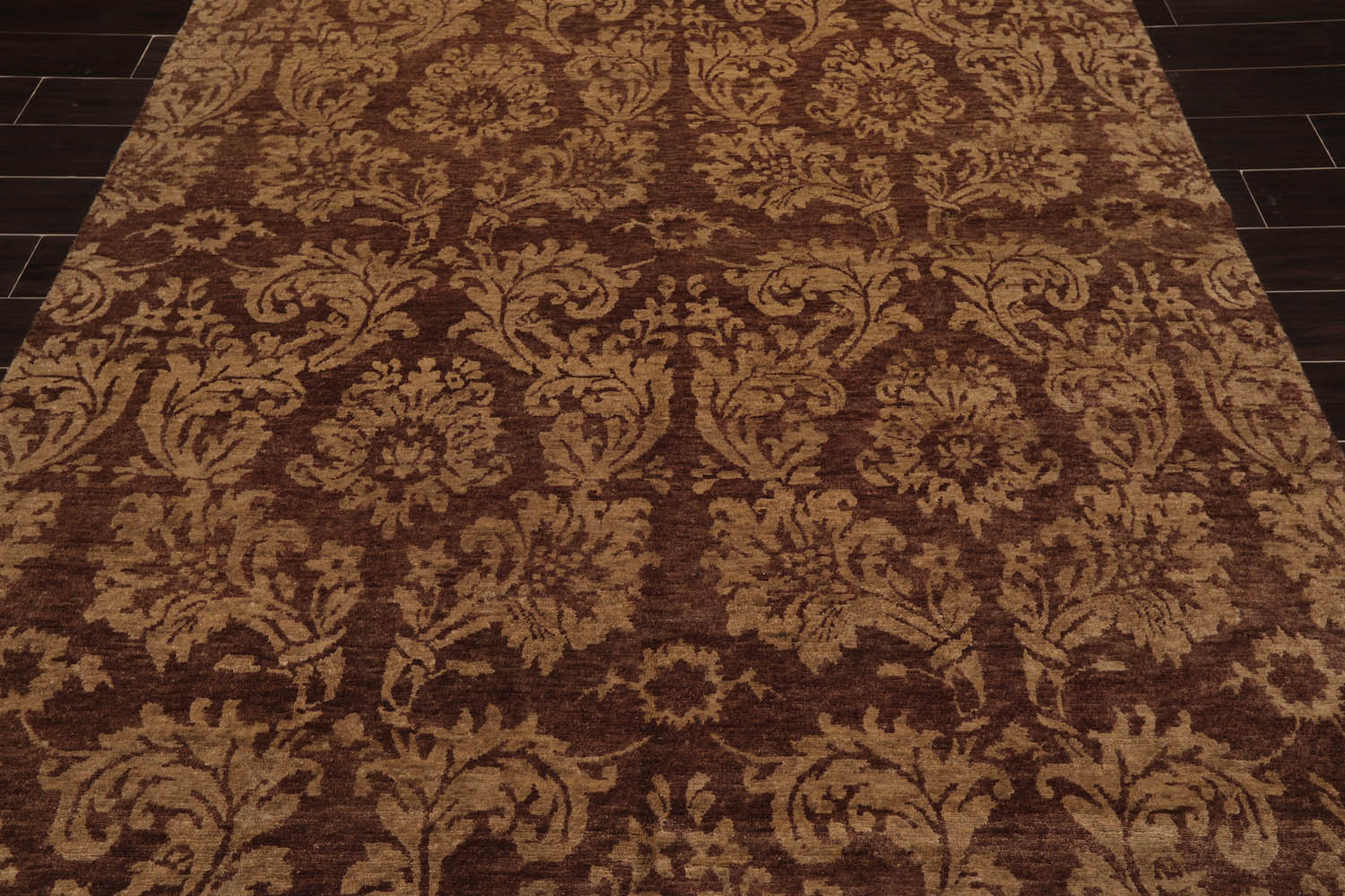 6x9 Brown, Beige, Tan Color Hand Knotted All-Over 100% Wool Transitional Oriental Rug