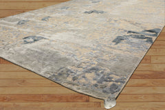 6x9 Beige, Gray, Blue Color Hand Knotted Sherpa Wool & Bamboo Silk Transitional Oriental Rug