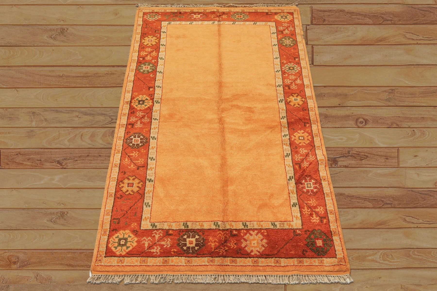 5x8 Peach, Burnt Orange, Mint Color Hand Knotted Gabbeh Wool Traditional Oriental Rug