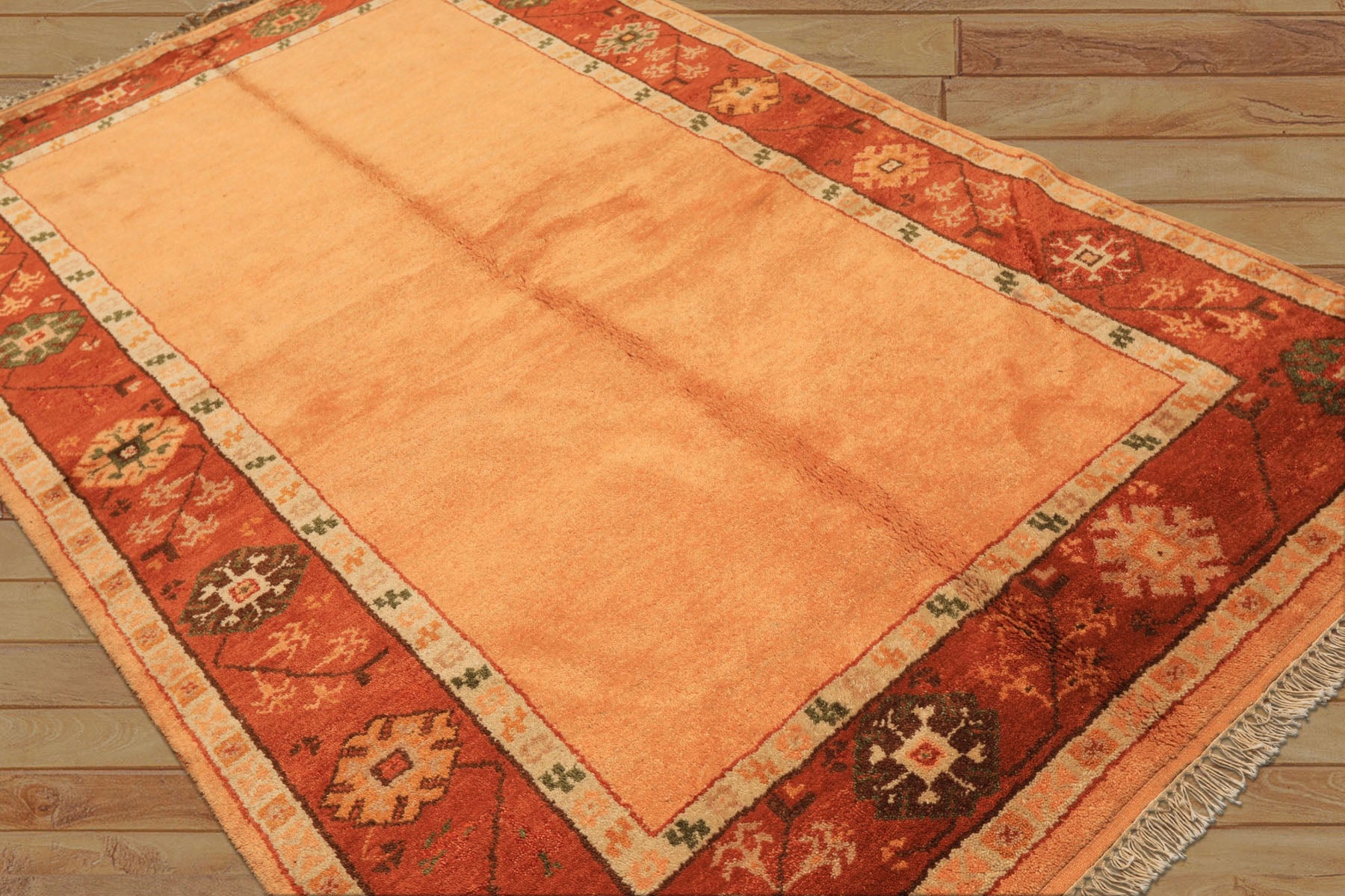 5x8 Peach, Burnt Orange, Mint Color Hand Knotted Gabbeh Wool Traditional Oriental Rug