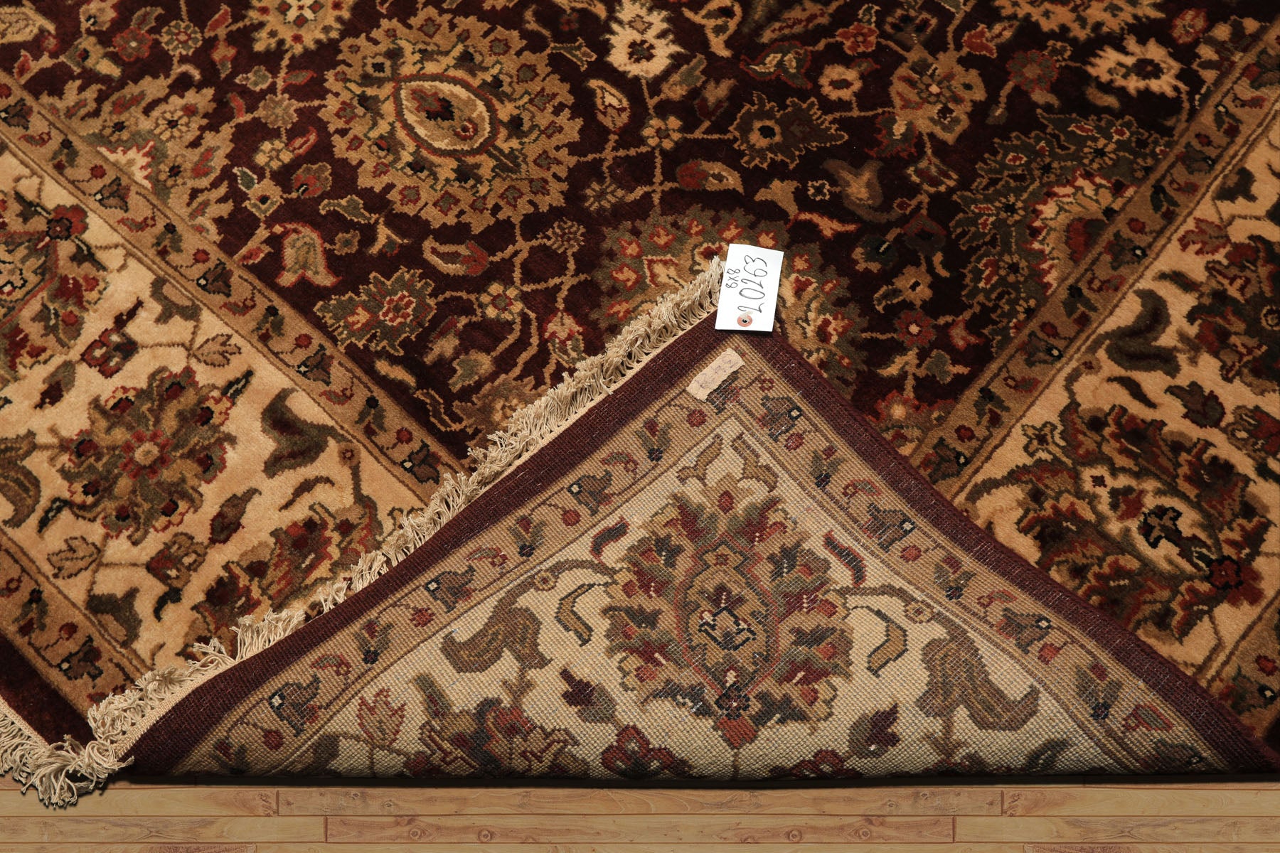 Square Chocolate, Ivory, Tan Color Hand Knotted Agra New Zealand Wool Traditional Oriental Rug