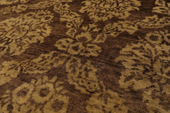 6x9 Brown, Light Gold, Color Hand Knotted All-Over 100% Wool Transitional Oriental Rug