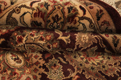 Square Chocolate, Ivory, Tan Color Hand Knotted Agra New Zealand Wool Traditional Oriental Rug