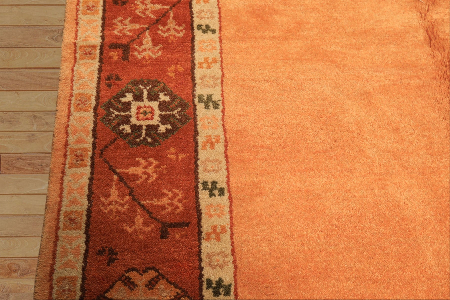 5x8 Peach, Burnt Orange, Mint Color Hand Knotted Gabbeh Wool Traditional Oriental Rug