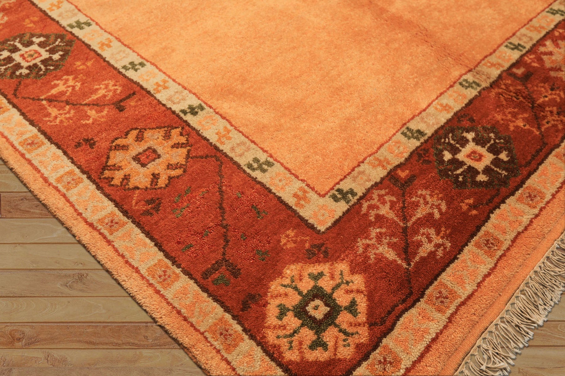 5x8 Peach, Burnt Orange, Mint Color Hand Knotted Gabbeh Wool Traditional Oriental Rug