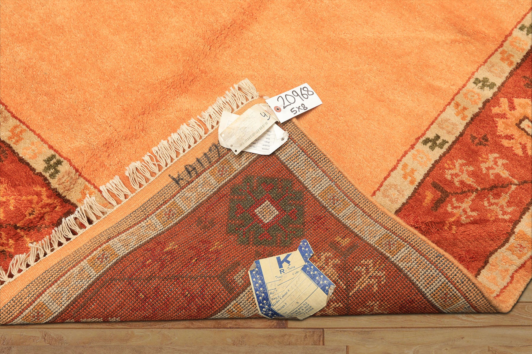 5x8 Peach, Burnt Orange, Mint Color Hand Knotted Gabbeh Wool Traditional Oriental Rug