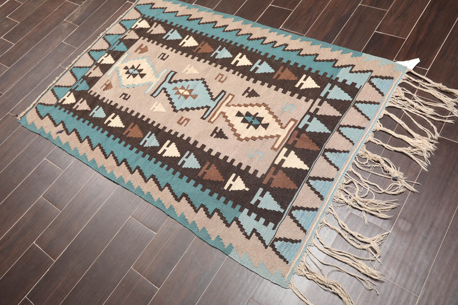 3x5 Taupe, Blue, Ivory Color Hand Knotted All-Over 100% Wool Traditional-Persian/Oriental Oriental Rug