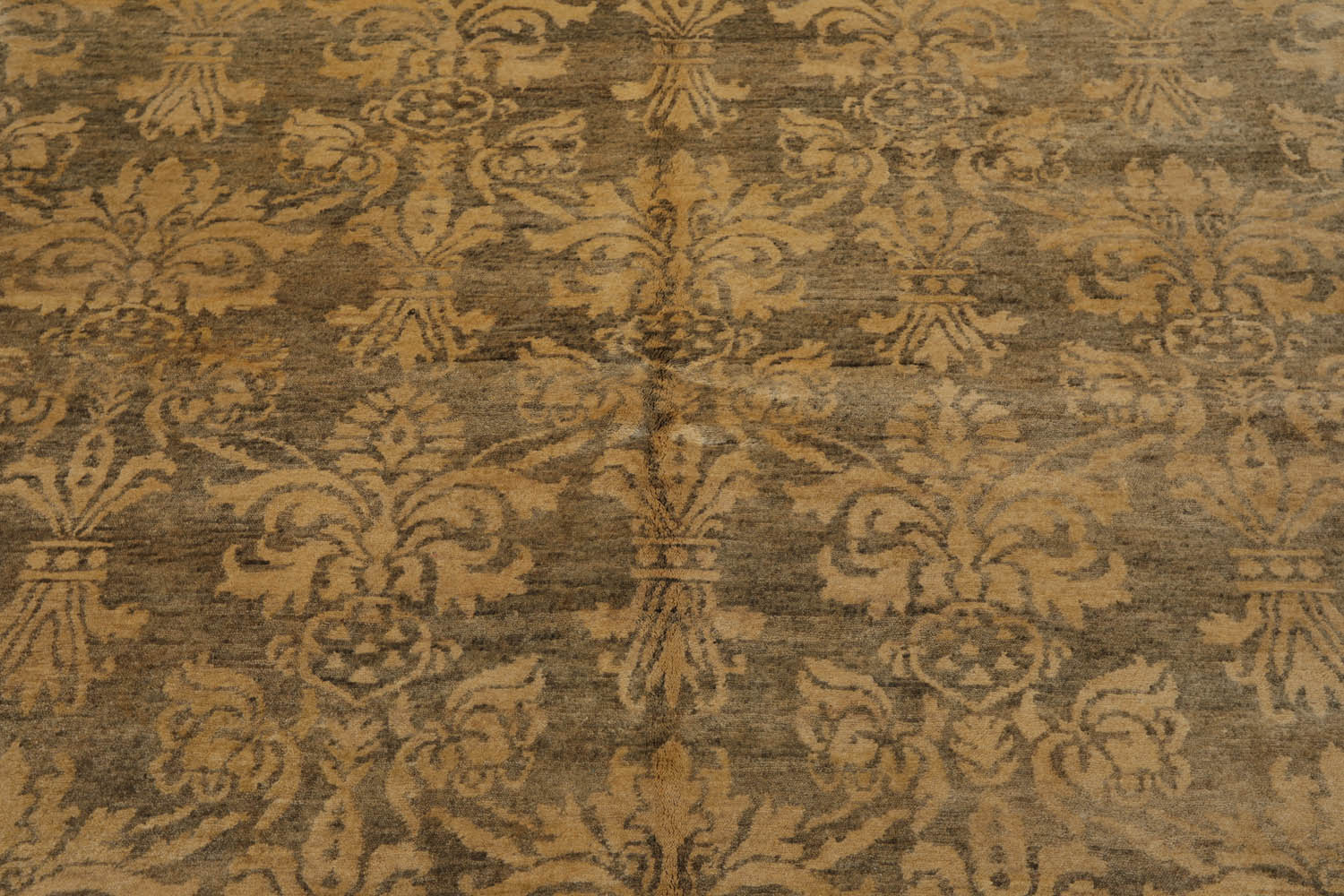 6x9 Moss, Light Gold, Color Hand Knotted All-Over 100% Wool Transitional Oriental Rug