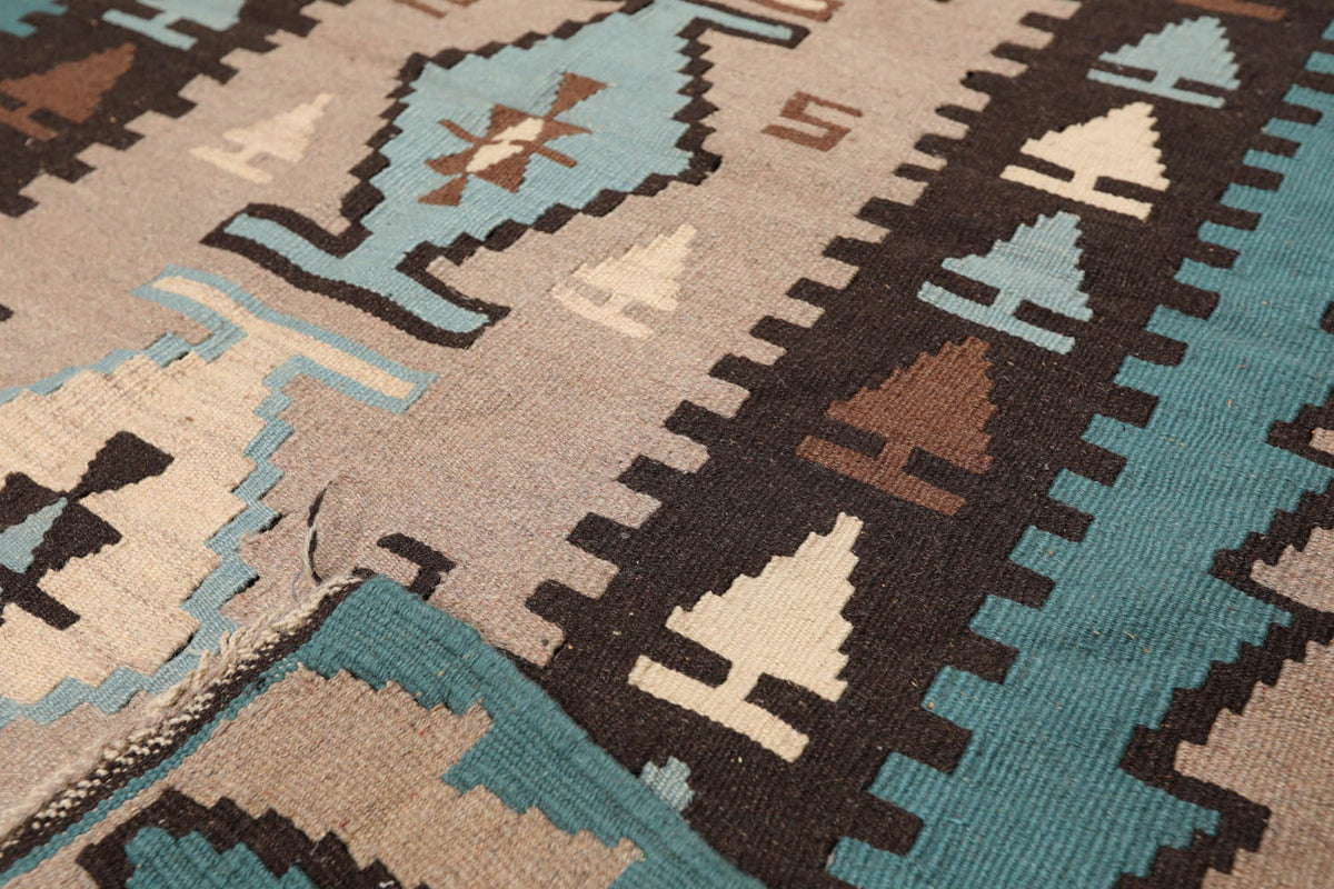 3x5 Taupe, Blue, Ivory Color Hand Knotted All-Over 100% Wool Traditional-Persian/Oriental Oriental Rug