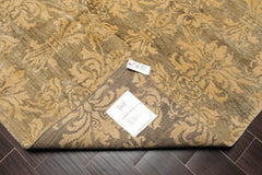 6x9 Moss, Light Gold, Color Hand Knotted All-Over 100% Wool Transitional Oriental Rug