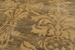 6x9 Moss, Light Gold, Color Hand Knotted All-Over 100% Wool Transitional Oriental Rug