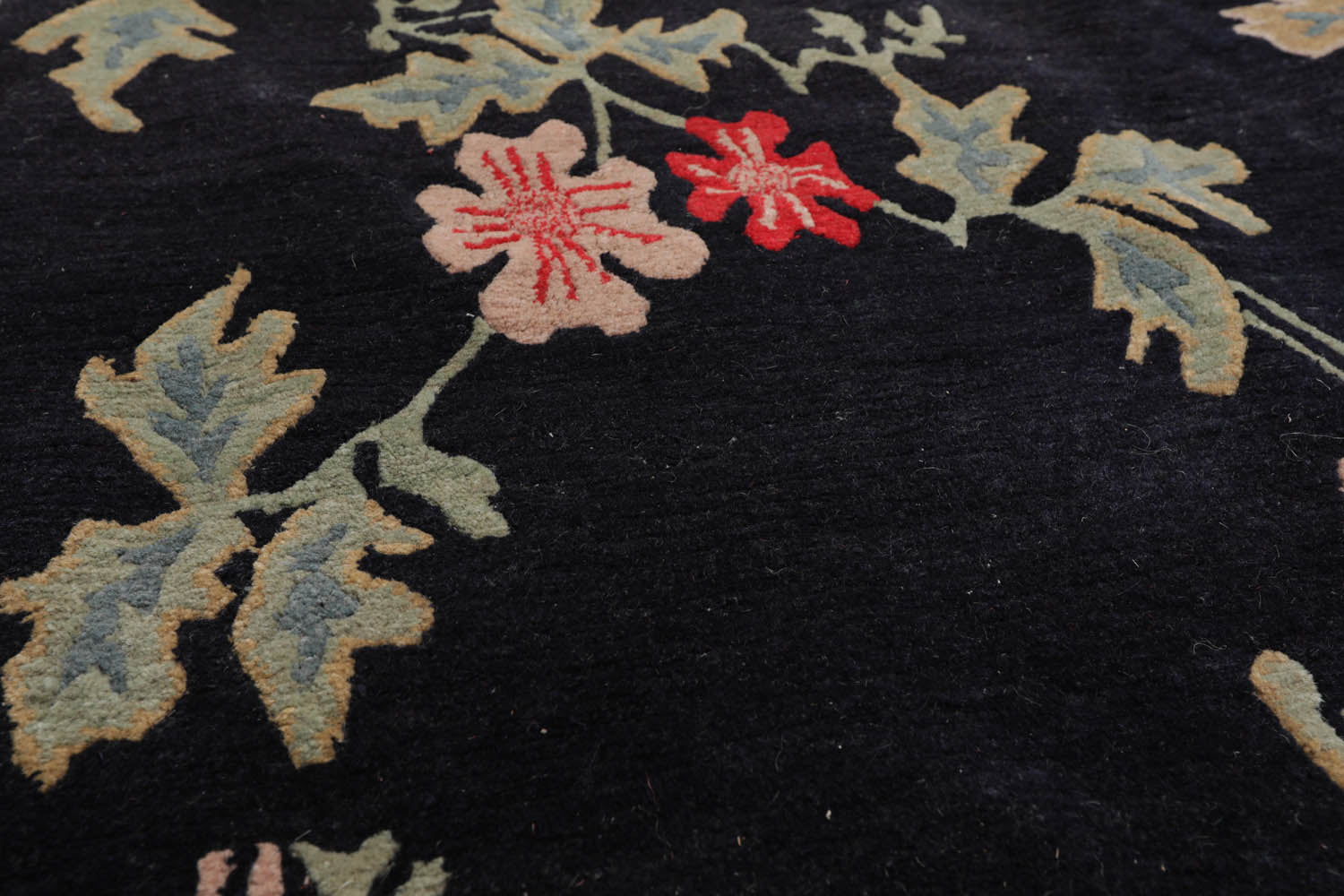 6x9 Midnight Blue, Coral, Beige Color Hand Knotted All-Over 100% Wool Traditional Oriental Rug