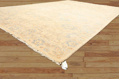 6x9 Beige, Aqua, Light Blue Color Hand Knotted Oushak Wool Transitional Oriental Rug