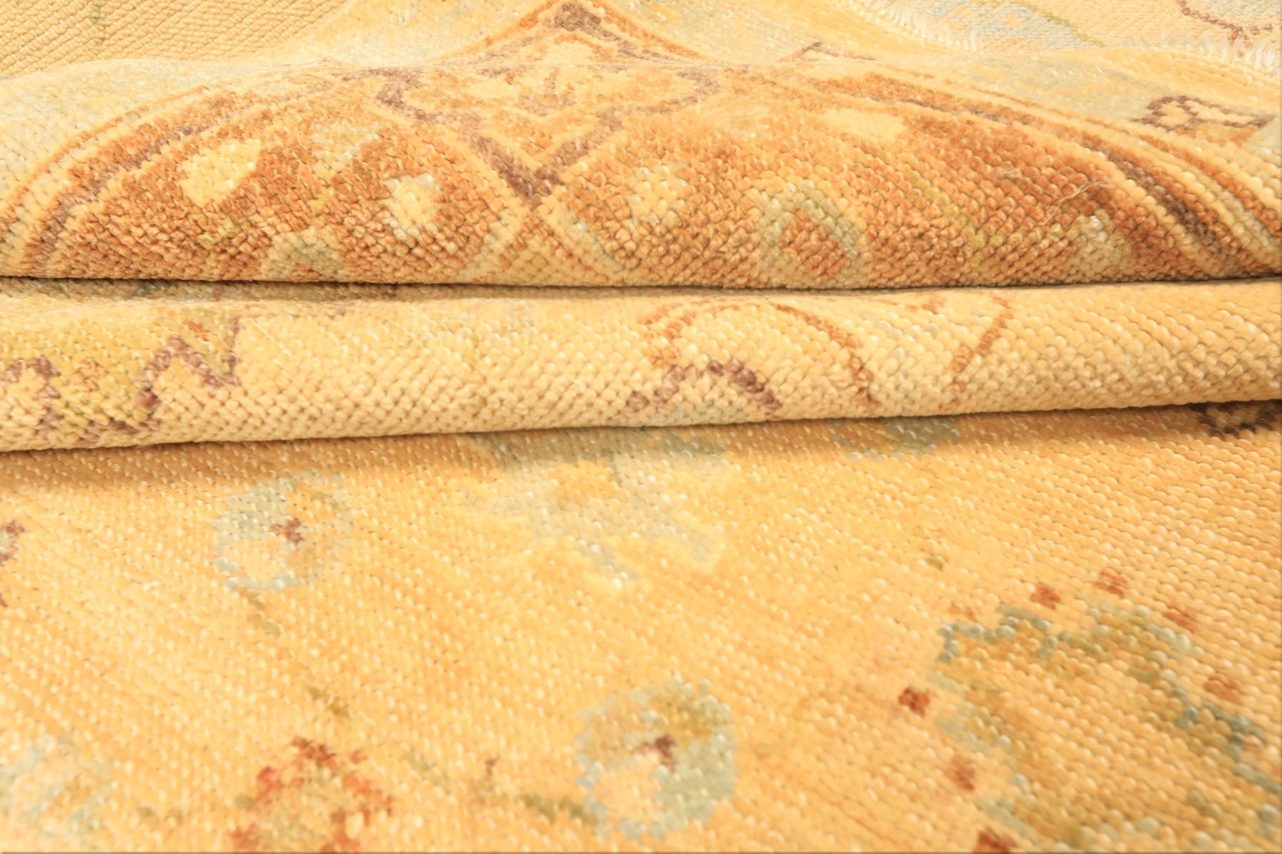 6x9 Warm Beige, Light Gold, Caramel Color Hand Knotted Oushak New Zealand Wool Traditional Oriental Rug