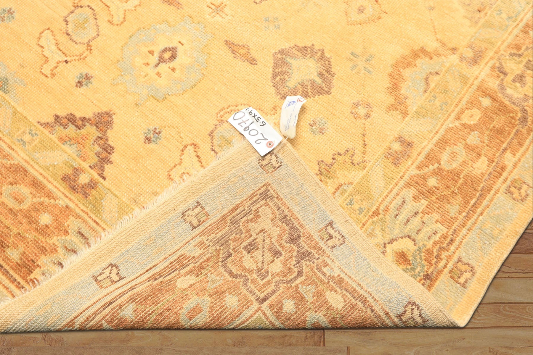 6x9 Warm Beige, Light Gold, Caramel Color Hand Knotted Oushak New Zealand Wool Traditional Oriental Rug