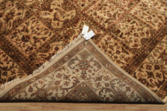 Square Ivory, Sage, Rust Color Hand Knotted Agra Wool Traditional Oriental Rug