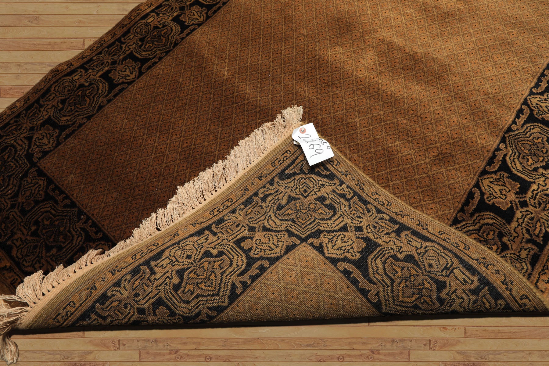 4x6 Gold, Black, Brown Color Hand Knotted Indo Tibetan New Zealand Wool Transitional Oriental Rug