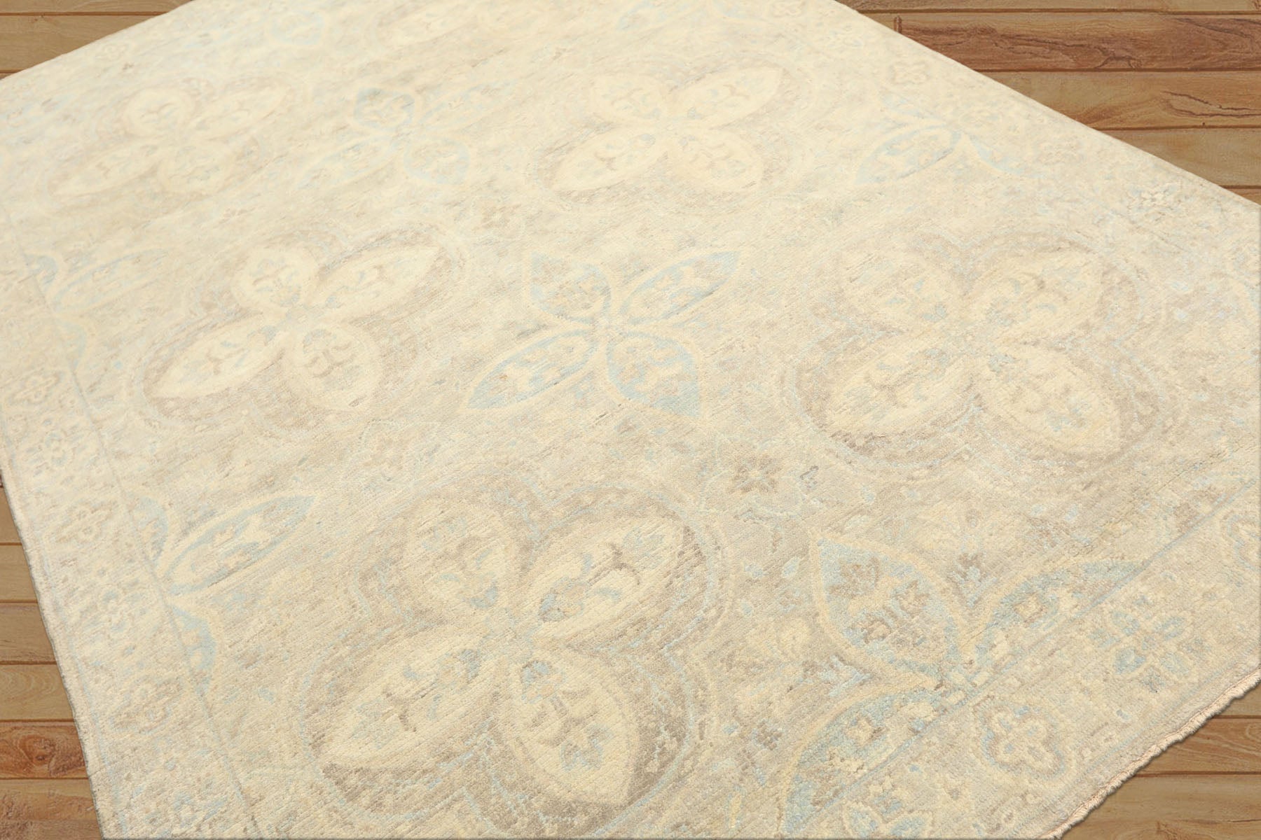 6x9 Beige, Gray, Taupe Color Hand Knotted Oushak Wool Transitional Oriental Rug