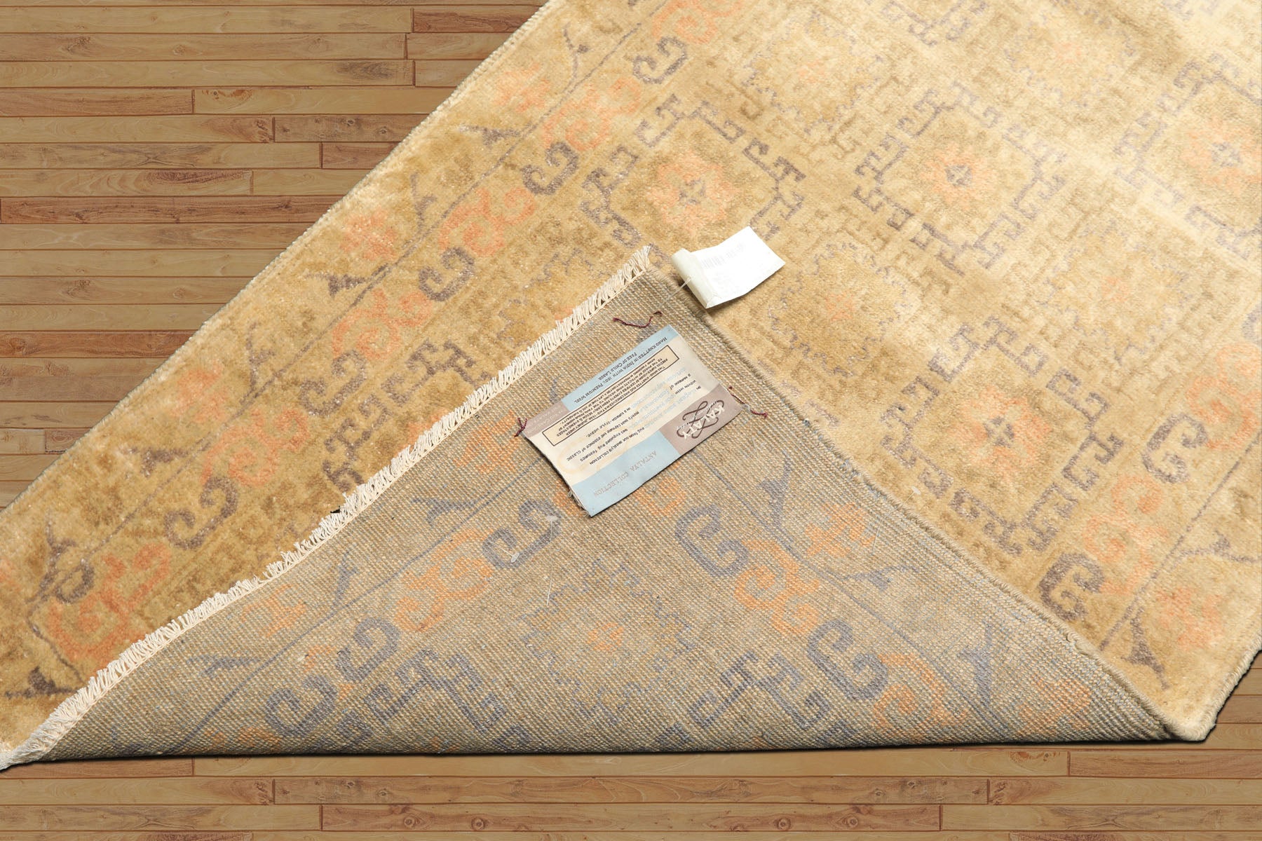 Runner Mint, Beige, Gray Color Hand Knotted Oushak Wool Transitional Oriental Rug