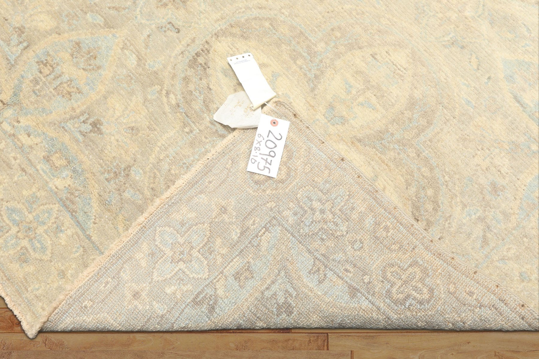 6x9 Beige, Gray, Taupe Color Hand Knotted Oushak Wool Transitional Oriental Rug