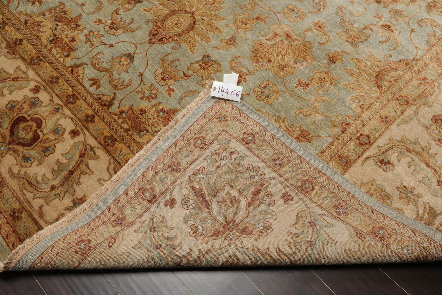 9x12 Aqua, Beige, Rust Color Hand Knotted All-Over 100% Wool Traditional-Persian/Oriental Oriental Rug