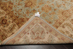 9x12 Aqua, Beige, Rust Color Hand Knotted All-Over 100% Wool Traditional-Persian/Oriental Oriental Rug